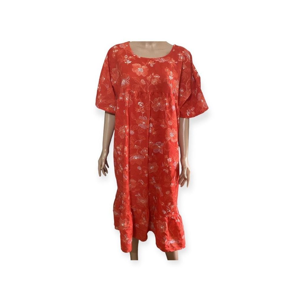Vintage Tangerine Floral Muu Muu Dress XXL
